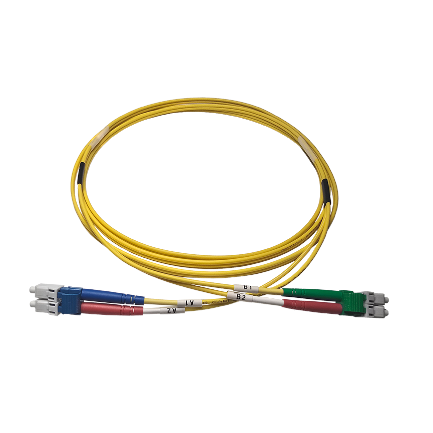 Fibersnor LC/APC - LC/UPC - Duplex - Gul