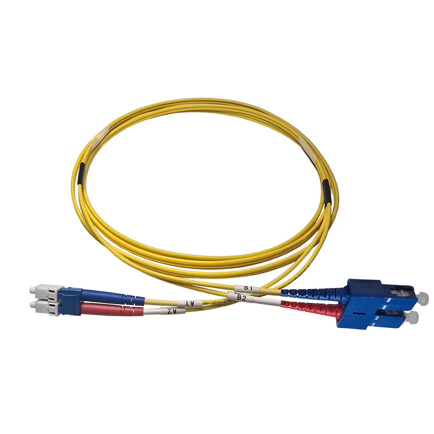 Fibersnor LC/UPC - SC/UPC - Duplex - Gul