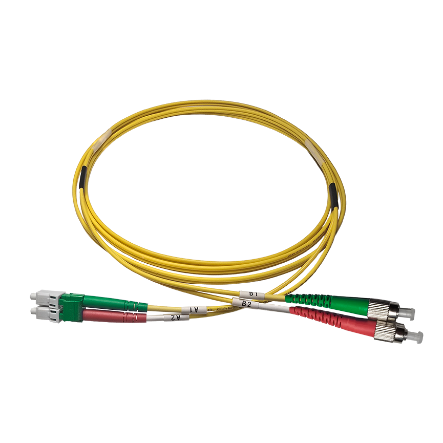 Fibersnor LC/APC - FC/APC - Duplex - Gul